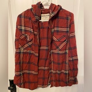 Garage Hooded Plaid Shirt